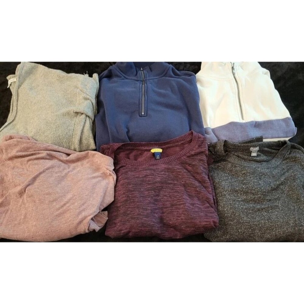 Lot Of 6 Long Sleeve Shirts And Sweaters Woman's Size Large Winter Fall Bundle